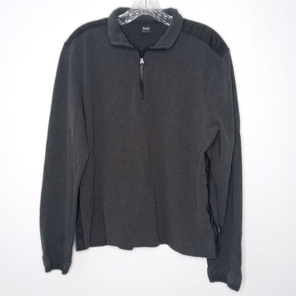 Boss Hugo Boss gray 1/4 zip pullover elbow patch - Picture 1 of 11
